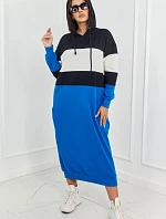 Trikolórne šaty s kapucňou Čierna + ecru + nevädza