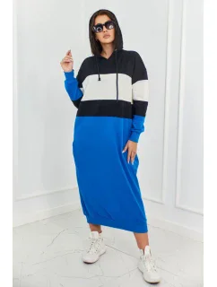 model 18856932 šaty s kapucí Černá + ecru + chrpa - K-Fashion