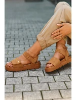 Damskie Zamszowe Sandały Na Platformie Big Star NN274705 Brązowe Damskie Zamszowe Sandały Na Platformie Big Star NN274705 Brązowe