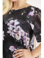 Dámske šaty SC331 čierne s kvetmi - Karko