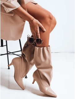 Dámské kozačky s svrškem béžové Dstreet model 21992965 - FashionStreet