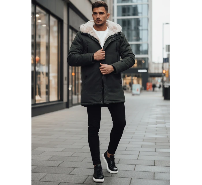 Pánská zimní bunda parka s kapucí zelená Dstreet model 21995065 - FashionStreet