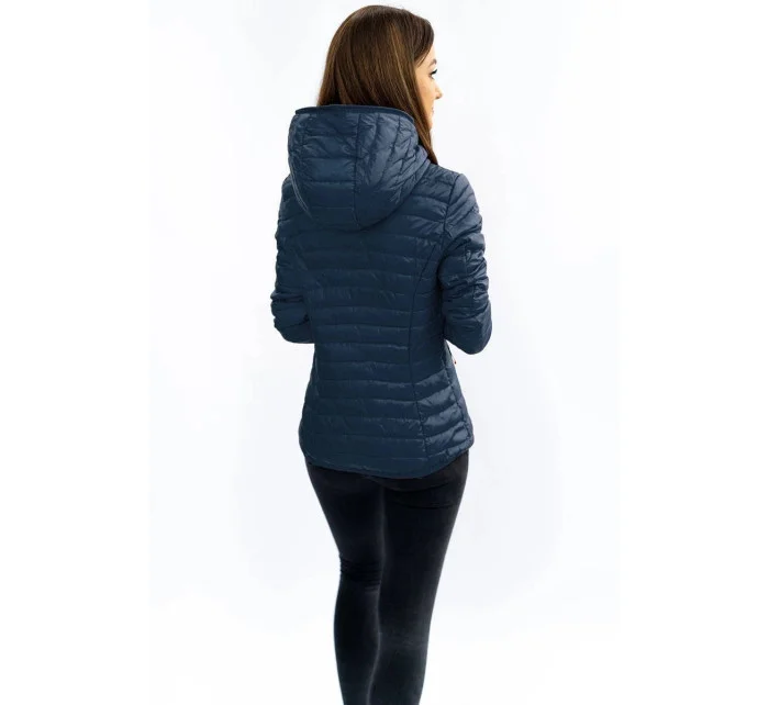 Tmavo modrá prešívaná bunda s kapucňou (B1078-30)