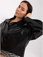 Krátká černá dámská bunda z imitace kůže model 20970138 - Factory Price Krátká černá dámská bunda z imitace kůže model 20970138 - Factory Price