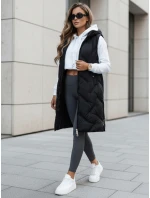 Dámská dlouhá prošívaná vesta s kapucí černá Dstreet model 21991318 - FashionStreet Dámská dlouhá prošívaná vesta s kapucí černá Dstreet model 21991318 - FashionStreet