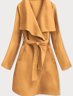 Horčicový dámsky minimalistický kabát (747ART)