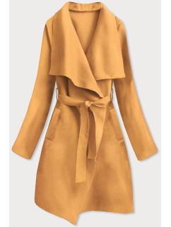 Horčicový dámsky minimalistický kabát (747ART)