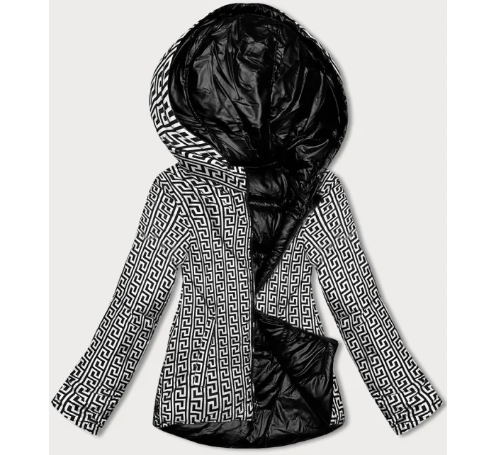 Obojstranná čierna dámska bunda s asymetrickou spodnou časťou (16M9136-392)