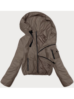 Tmavobéžová dámska krátka bunda s kapucňou S'West (B8246-12)