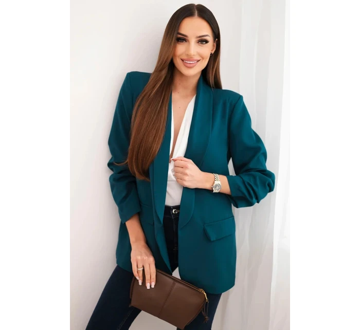 Bunda s klopami elegantná tmavá teal