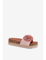 Klapki Damskie Na Platformie Z Ozdobnymi Kwiatkami Różowe Tessara Klapki Damskie Na Platformie Z Ozdobnymi Kwiatkami Różowe Tessara