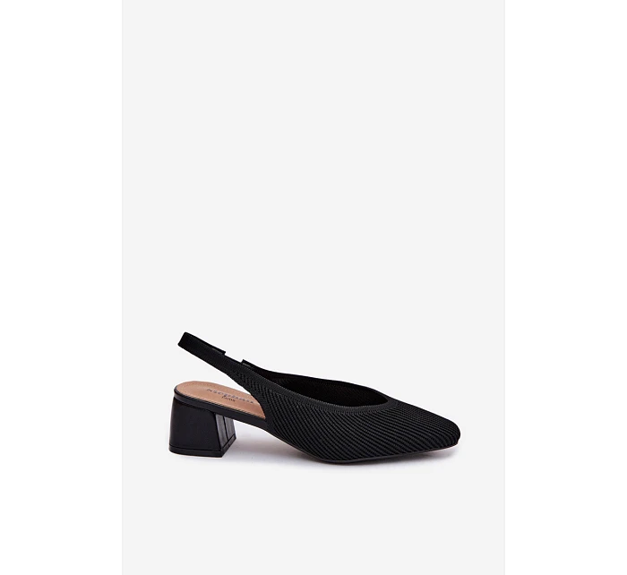 Materiálové dámské sandály na podpatku Černé Marcelle