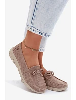 Dámské Mokasíny Z model 22107532 Semiše S Mašlí Béžové - VINCEZA