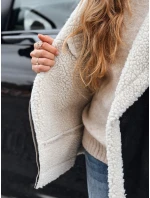 Dámska čierna bunda z ovčej kože ramones FashionStreet TY5246 Dámska čierna bunda z ovčej kože ramones FashionStreet TY5246