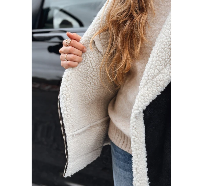 Dámska čierna bunda z ovčej kože ramones FashionStreet TY5246 Dámska čierna bunda z ovčej kože ramones FashionStreet TY5246