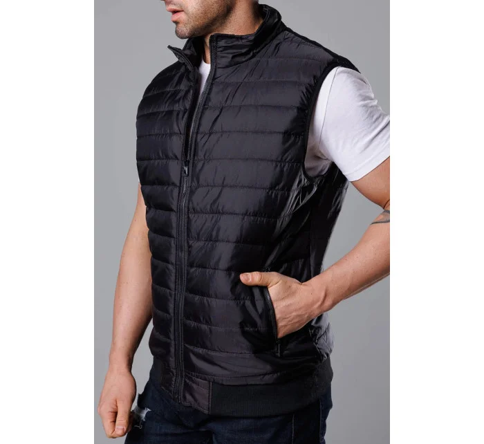Černá pánská prošívaná vesta model 18347890 - J.STYLE Černá pánská prošívaná vesta model 18347890 - J.STYLE