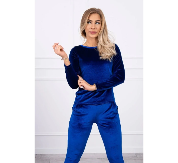 Velúrová súprava so zadným popruhom chrpovo modrá Velúrová súprava so zadným popruhom chrpovo modrá