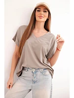 Dámská bavlněná halenka s výstřihem do V a krátkým rukávem fango Dámská bavlněná halenka s výstřihem do V a krátkým rukávem fango