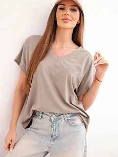 Dámská bavlněná halenka s výstřihem do V a krátkým rukávem fango