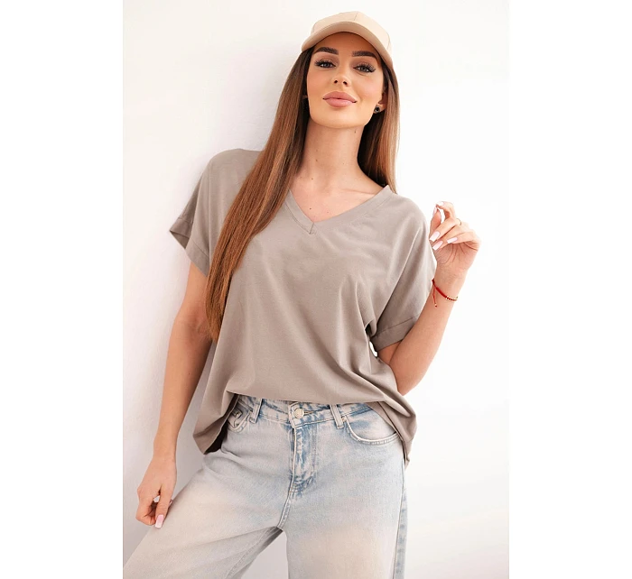 Dámská bavlněná halenka s výstřihem do V a krátkým rukávem fango Dámská bavlněná halenka s výstřihem do V a krátkým rukávem fango