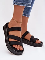 Dámske papuče na platforme z materiálu s remienkami Black Liorine