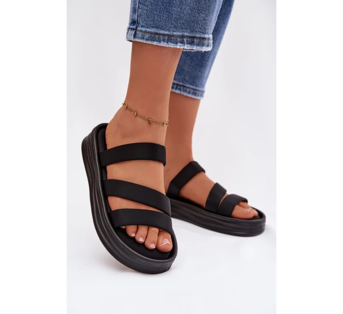 dámské pantofle na platformě s pásky Černé model 21943290 - Boto dámské pantofle na platformě s pásky Černé model 21943290 - Boto