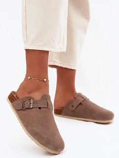 Dámské pantofle Z Semiše  Tmavě Béžové model 22067195 - VINCEZA