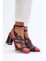 Dámske zdobené sandále na vysokom podpätku D&A Black Dámske zdobené sandále na vysokom podpätku D&A Black