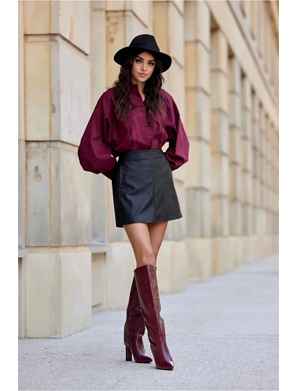 Krátká koženková sukně model 20863440 černá - Roco Fashion