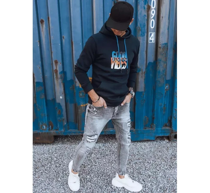 Pánska zateplená mikina s kapucňou tmavomodrá FashionStreet BX5380