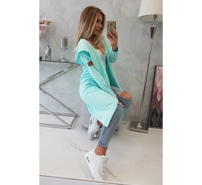 Dlouhý kabát s kapucí mátový Dlouhý kabát s kapucí mátový