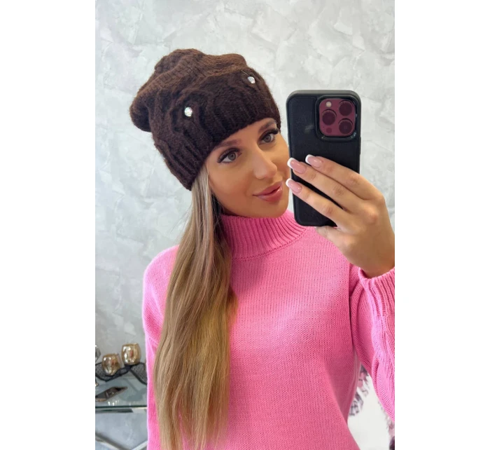 Dámská čepice hnědá model 18752339 - K-Fashion Dámská čepice hnědá model 18752339 - K-Fashion