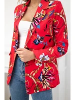 Bavlnená bunda s potlačou a gombíkom malina