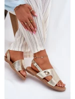 Dámské Ploché Sandály S Dekorativním Detalem model 21697239 Zlaté - VINCEZA