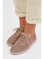 Dámské polobotky z přírodního semiše model 22013896 tmavě béžové - S.Barski Dámské polobotky z přírodního semiše model 22013896 tmavě béžové - S.Barski