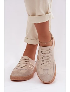 Kožené Dámské Tenisky LR61-7059 Béžové