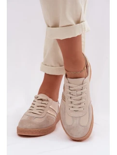 Kožené Dámské Tenisky LR61-7059 Béžové