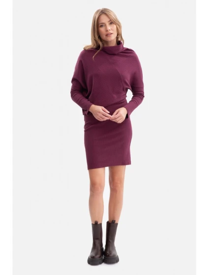 B309 Úpletové blúzkové šaty - slivka B309 Úpletové blúzkové šaty - slivka