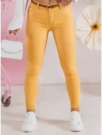 CLARET dámske džínsové nohavice s opaskom žlté FashionStreet UY2454 CLARET dámske džínsové nohavice s opaskom žlté FashionStreet UY2454