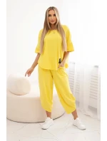 Bavlněný komplet halenka + kalhoty žlutý Bavlněný komplet halenka + kalhoty žlutý