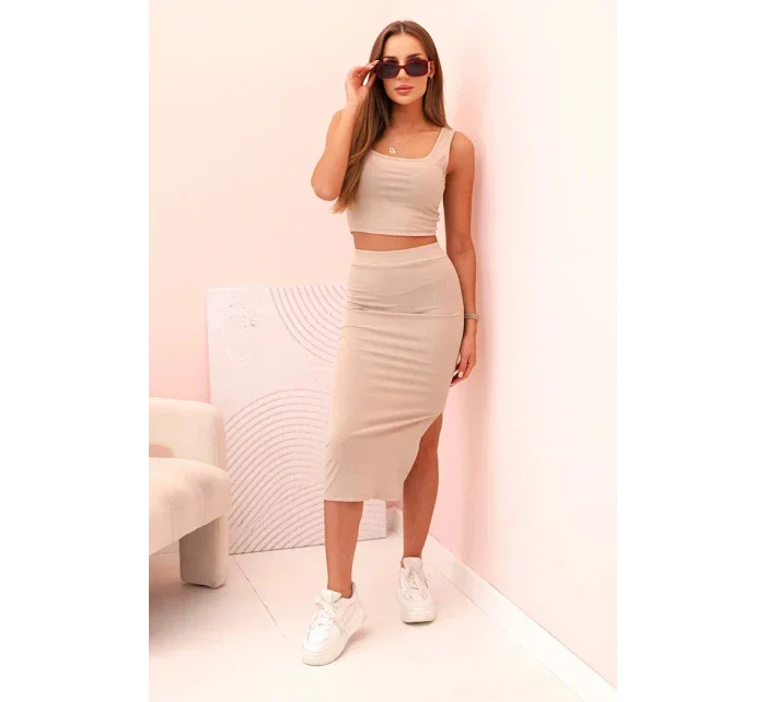 Dámský top a model 22077133 sukně béžový - K-Fashion