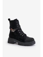 Zateplené kotníkové boty s ozdobou Černé model 21671908 - S.Barski Zateplené kotníkové boty s ozdobou Černé model 21671908 - S.Barski