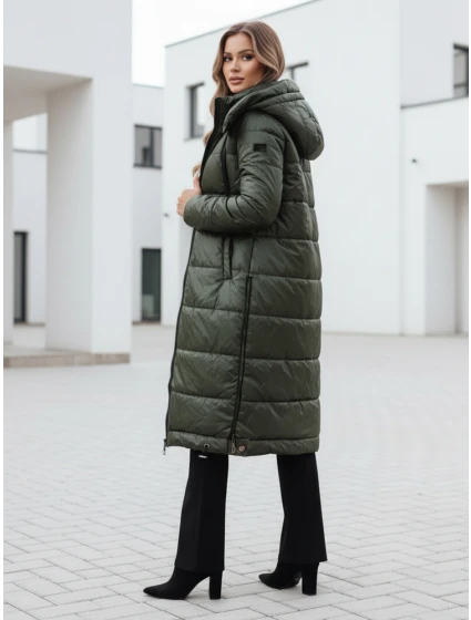 Dámská přechodná bunda prošívaná s kapucí zelená Dstreet model 21991078 - FashionStreet