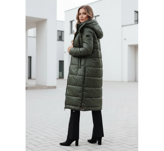 Dámská přechodná bunda prošívaná s kapucí zelená Dstreet model 21991078 - FashionStreet