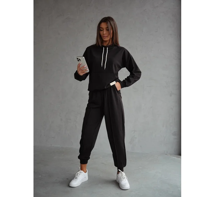 Súprava mikiny so stojačikom a nohavíc čierna (82162)