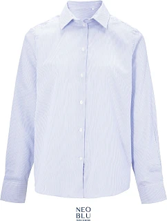 NEOBLU Baptiste Men Mikro košeľa s dlhým rukávom z keprovej tkaniny 24.4338 modré pruhy