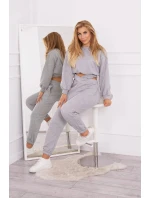 Zateplená souprava s krátkou mikinou šedá Zateplená souprava s krátkou mikinou šedá