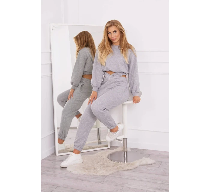 Zateplená souprava s krátkou mikinou šedá Zateplená souprava s krátkou mikinou šedá