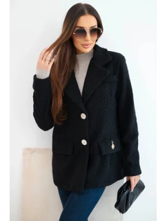 Dámská bunda z měkkého model 21908671 s límcem černá - K-Fashion