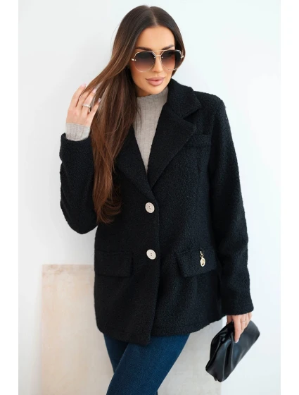 Dámská bunda z měkkého model 21908671 s límcem černá - K-Fashion